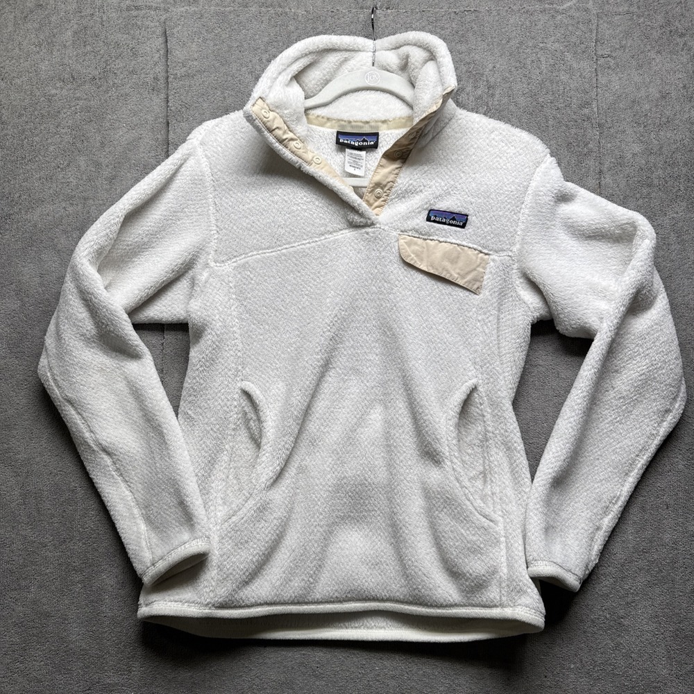 Patagonia Re-tool Snap-T Pullover Womens S White Granola Girl Hike Camp Bon Fire
